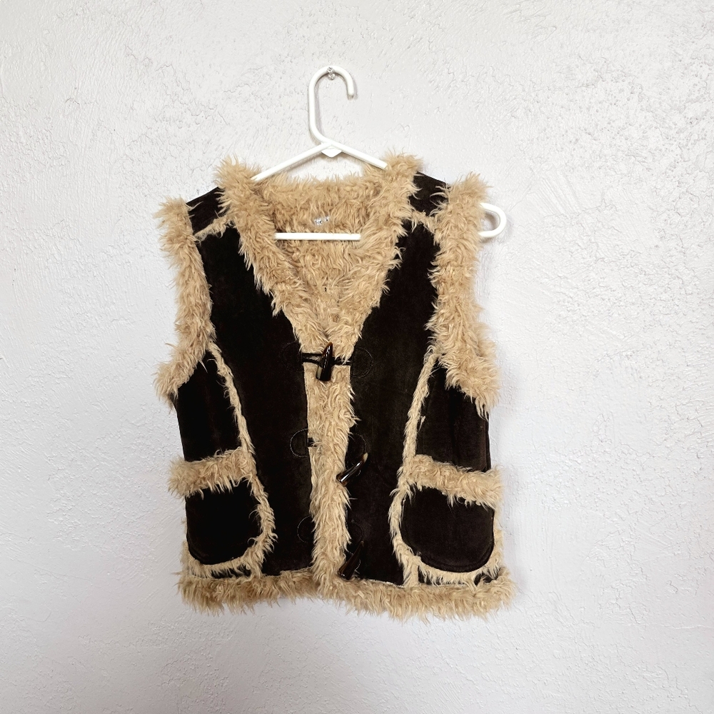 Brown and Tan Faux Fur Vest